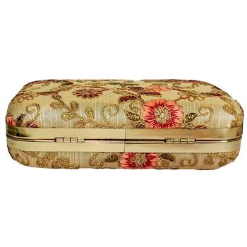 Worthyy Collections Embroidered Party Clutch Bag Gold 3