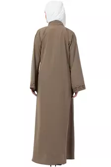  MRC 9092 Beige Front open embroidery abaya