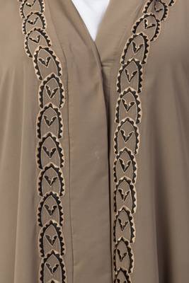  MRC 9092 Beige Front open embroidery abaya 5