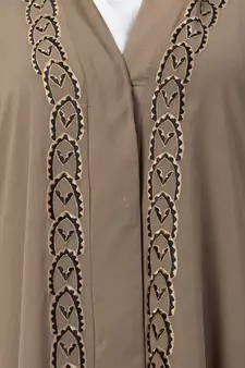 MRC 9092 Beige Front open embroidery abaya