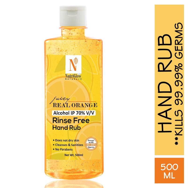 500ml Of NATURAL'S Juicy Real Orange Portable Rinse Free Hand Rub By NutriGlow 
