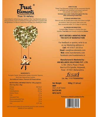 500gms Protein Mix,Roasted Pumpkin Watermelon Almonds and Soya Nuts, Veg Protein Seeds By True Elements 3