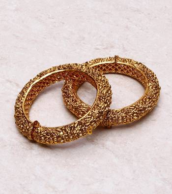 Antique Finish Temple Kada Pair 1