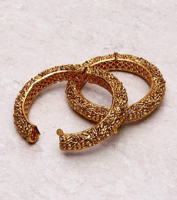 Antique Finish Temple Kada Pair 3