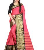 Pink  embroidered cotton saree with blouse