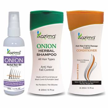 ONION Herbal HAIR OIL 50 ML ONION HERBAL SHAMPOO Anti Hair Fall & Damage Control CONDITIONER 1