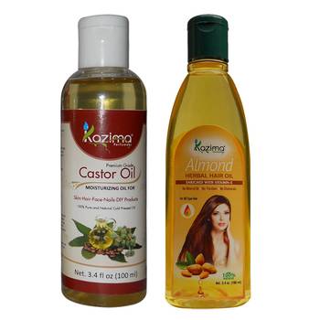 Combo of Castor Oil and Almond Herbal Hair Oil Each 100ML Anti Hair Fall Control & Maintains Healthy Scalp & Hair Growth 1