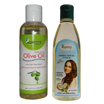 100ML Combo of Olive Oil and Jasmine Herbal Hair Oil Each  Anti Hair Loss & Promote Hair Growth 1