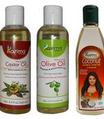 100ML Combo of Olive Oil Castor Oil and Coconut Herbal Hair Oil Each  