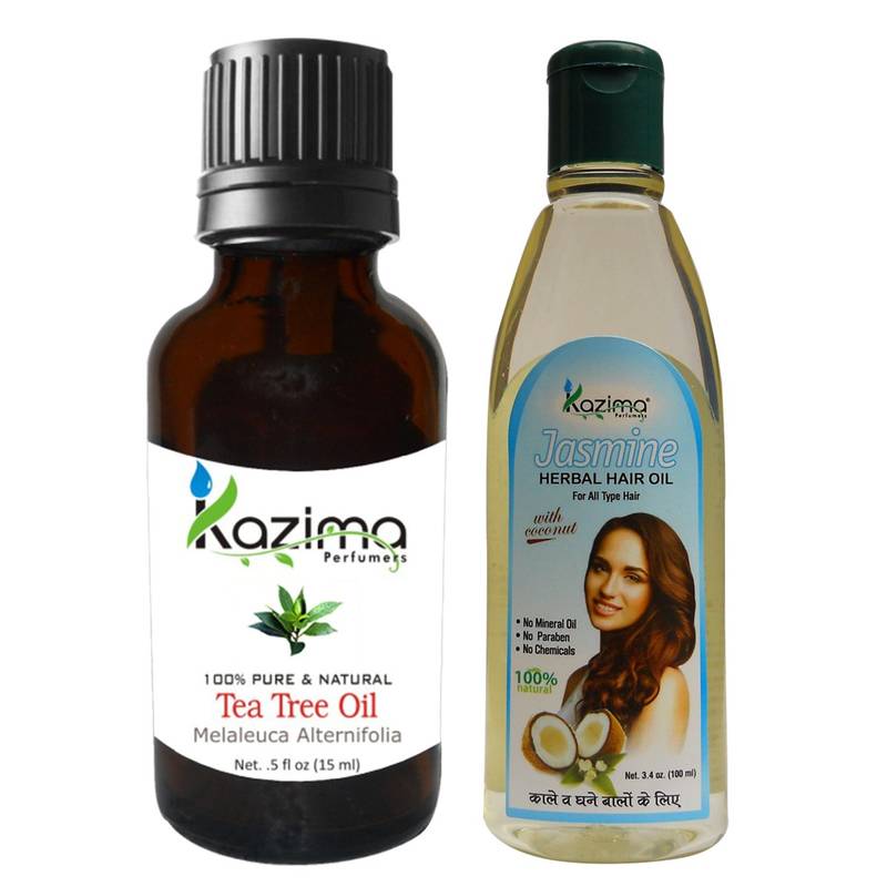 100ML Combo of Tea Tree Oil and Jasmine Herbal Hair Oil  Anti Hair Loss Treatment & Dandruff Control