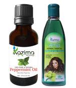 100ML Combo of Peppermint Oil and Amla Herbal Hair Oil  Anti Hair Loss Treatment & Dandruff Control