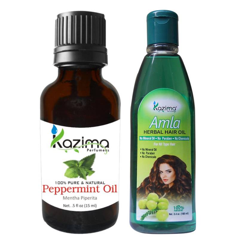 100ML Combo of Peppermint Oil and Amla Herbal Hair Oil  Anti Hair Loss Treatment & Dandruff Control
