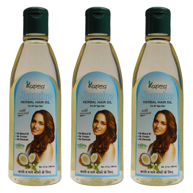 100ml Jasmine Herbal Hair Oil  Pack of 3 Ideal For Anti Hair Loss, Lice Prevention, Dandruff Treatment & Promote Hair