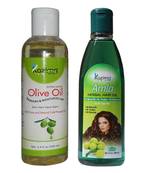 100ML Combo of Olive Oil and Amla Herbal Hair Oil Each  Anti Hair Fall Control, Maintains Healthy Scalp & Promote Hair