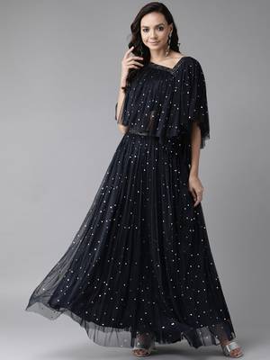 Navy-blue printed net salwar 1