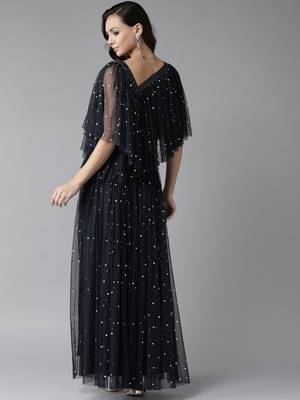 Navy-blue printed net salwar 2