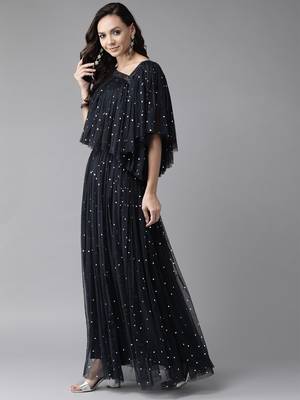 Navy-blue printed net salwar 3