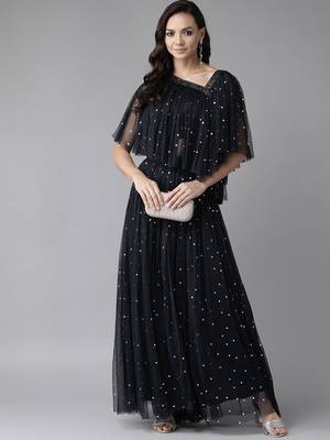 Navy-blue printed net salwar 4