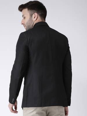 Black Plain Polyester Men Blazers 5