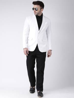 White Plain Cotton Men Blazers 2