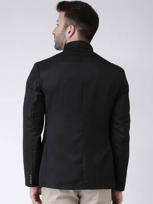 Black Plain Polyester Men Blazers 5
