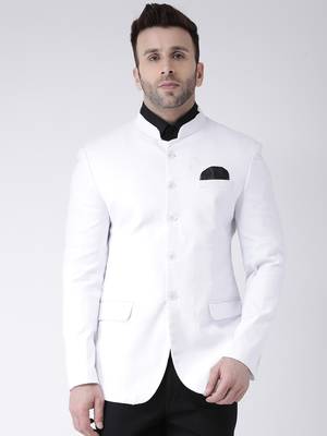 White Plain Cotton Men Blazers 1