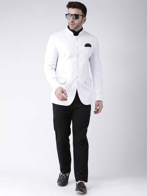 White Plain Cotton Men Blazers 2