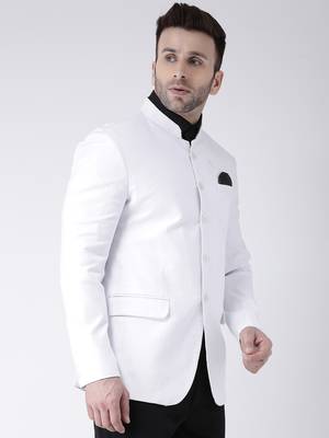 White Plain Cotton Men Blazers 4
