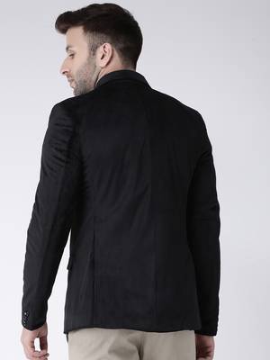 Black Plain Velvet Men Blazers 5