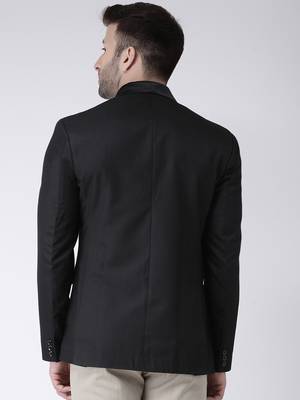 Black Plain Polyester Men Blazers 5