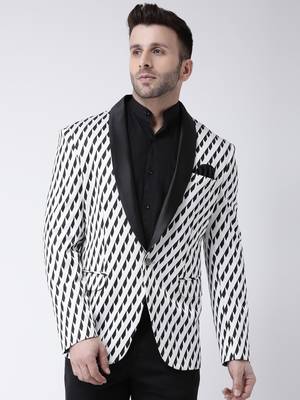 White Woven Cotton Men Blazers 1