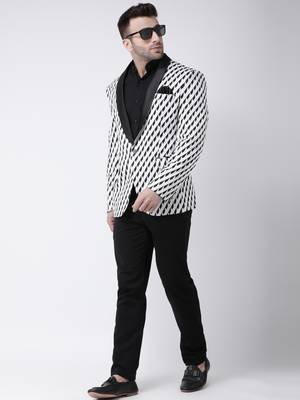 White Woven Cotton Men Blazers 2
