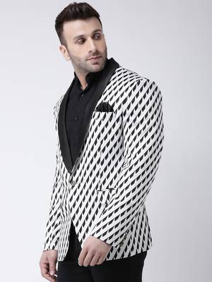 White Woven Cotton Men Blazers 3