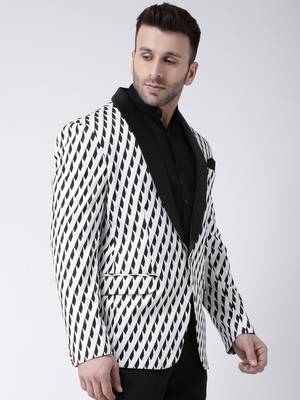 White Woven Cotton Men Blazers 4