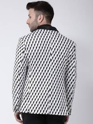 White Woven Cotton Men Blazers 5