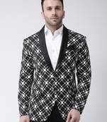Black Woven Cotton Men Blazers