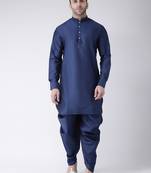 Blue Plain Dupion Kurta Pajama