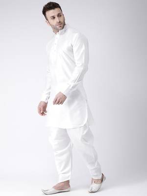 White Plain Dupion Kurta Pajama 2