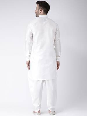 White Plain Dupion Kurta Pajama 4