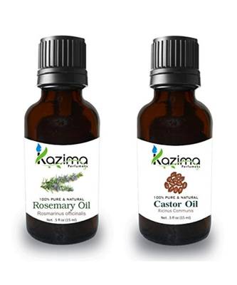 15ml Kazima Combo Set of Castor  Cold Pressed Carrier Oil & Rosemary Oil  1