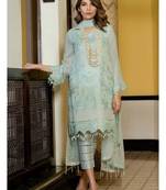 Sky-Blue Embroidered Chiffon Salwar