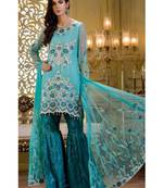 Sky-Blue Embroidered Chiffon Salwar
