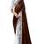 Beige plain velvet saree with blouse