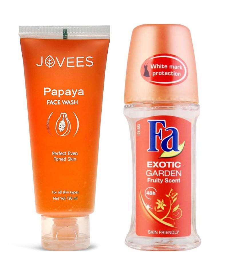 250 gms Jovees Papaya Facewash & Fa Exotic Garden Roll On Deodrant