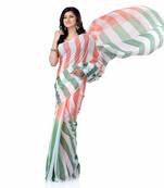 Multicolor hand woven pure cotton saree with blouse