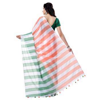 Multicolor hand woven pure cotton saree with blouse 2