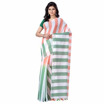 Multicolor hand woven pure cotton saree with blouse 3