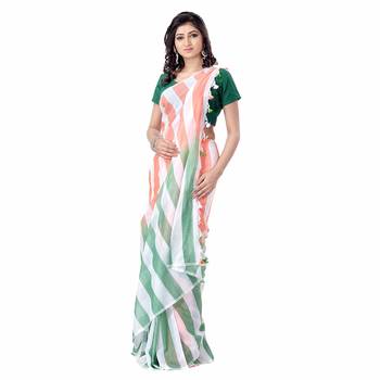 Multicolor hand woven pure cotton saree with blouse 5