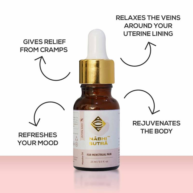 15ml PeriodMenstrual pain Relief Oil Instant Relief from Menstrual Cramps & Pain by Nabhi Sutra