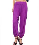 Dee Fashion House Purple Viscose Lycra Harem Pants